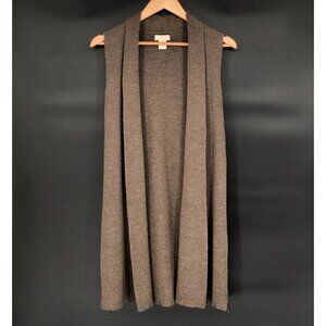 St. Tropez Women's Sleeveless Duster Cardigan S Brown Merino Wool Blend Coastal